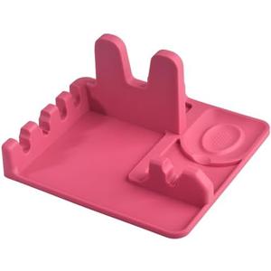 Cozihom Silicone Spoon Rest and Pot Lid Holder Stand for Kitchen Counter Top, Ladle/Spatula/Spoon/Tongs Holder, Food Grade Silicone, Heat Resistant, Anti-slip BPA-Free, Red