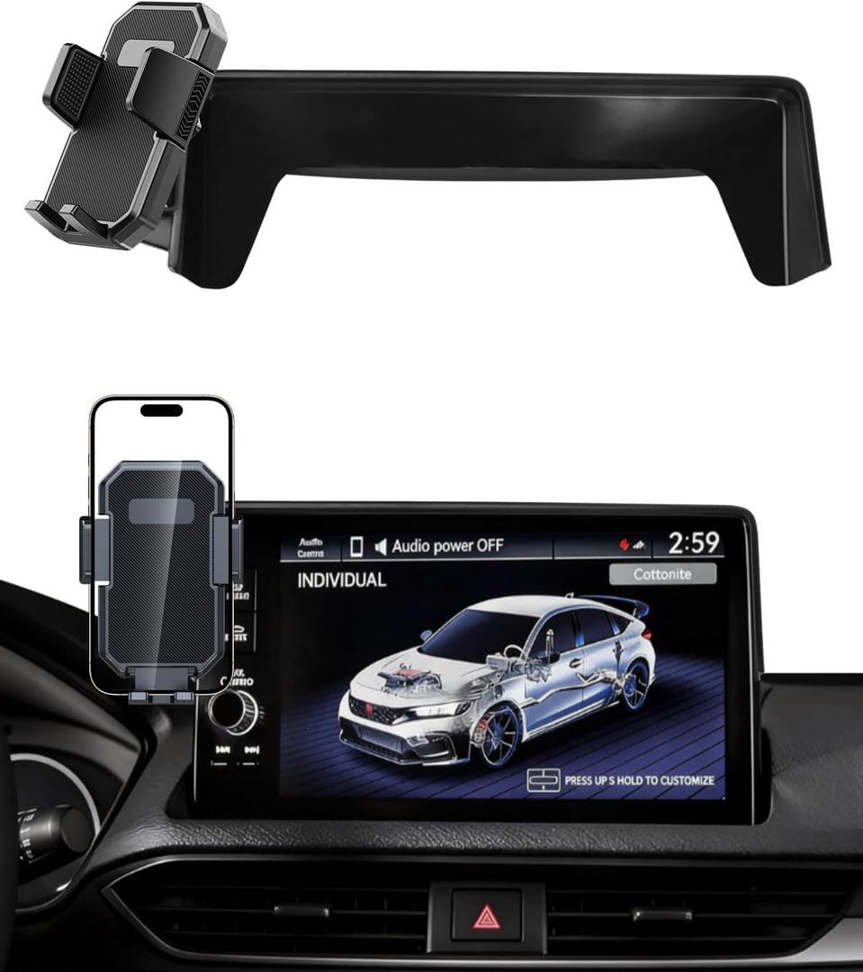 PZK Car Phone Mount for Honda Civic 2022-2025 2026 /Acura Integra 2023-2025 LX/EX/EX-L/Sport/Sport Hybrid/Touring/Si/Type R for 7/9-Inch Screen 360 Rotation Auto Lock Phone Holder with Storage Box