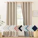 NICETOWN 100% Blackout Oatmeal Linen Curtains 95 inches Length for Dining Room, 2 Panels Set, 52" Wide, Farmhouse Style Room Cooling Window Draperies with Thermal Insulated Liners