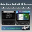 4+32G T8 8 Core for Ford Escape 2013 2014 2015 2016 2017 2018 2019 Car Radio Stereo with Wireless Carplay Android Auto, 9" HD Touchscreen Android 12 Car Radio with Backup Camera Bluetooth AM/FM/RDS
