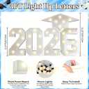 2026 Light Up Numbers Marquee 3FT for Graduation Decorations with Graduation Cap, White Big Mosaic Number with Lights 2026 Cardboard Pre-Cut Frame for Class of 2026 High School College Grad Party