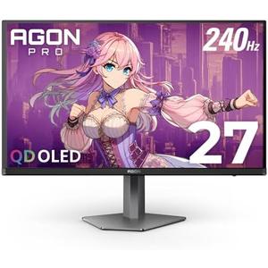 AOC Agon PRO AG276QZD2 27" QD-OLED Gaming Monitor QHD 2560x1440, 240Hz 0.03ms, HDR 400, HDMI 2.0 x2, Display Port x2, Built in Speakers, G-Sync Compatible, Console Gaming Ready, 3-Year Zero-Bright-Dot