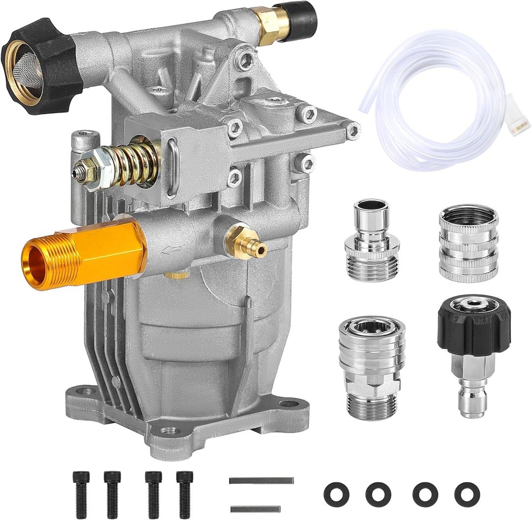 M MINGLE 3/4" Shaft Horizontal Pressure Washer Pump - 3000 PSI Power Washer Pump - Compatible with Troybilt, Simpson, Karcher, Honda, Excell, etc. Multiple Brands - Rear Inlet/Outlet
