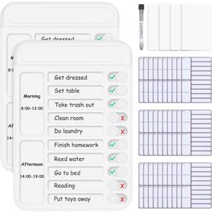 2Pcs Chore Chart for Kids to Do List Checklist Board Detachable Message Slider Schedule Planning Boards with 30Pcs Blank Checklist 4Pcs Cardstock for Habit Tracker or Daily and Weekly Planner (White)