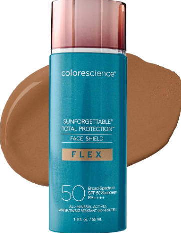 Colorescience FLEX Tinted Mineral Sunscreen SPF 50, ToneAdapting Buildable Coverage with Zinc Oxide, Environmental Defense Against Blue Light & Pollution, For All Skin Tones, 1.8 fl. oz., Medium