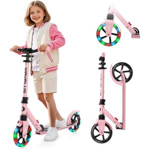 WAYPLUS KS1 Kick Scooter for Ages 6+,Kid, Teens & Adults. Max Load 240 LBS. Foldable, Lightweight, 8IN Big Wheels for Kids, Teen and Adults, 4 Adjustable Levels. Bearing ABEC9 FED Fitness