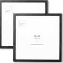 Opposite Wall - 12x12 in - Black Solid Oak Wood Picture Frame - Lightweight, Versatile & Shatterproof - Wall Hanging Poster or Photo Frame - Wall Decor for Office, Gallery & Home - 2 Pack