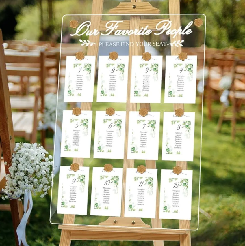 Wedding Seating Chart Board,20x28 Inch Acrylic Seating Chart Board Hanging Seating Chart for Wedding Reception Display (People)