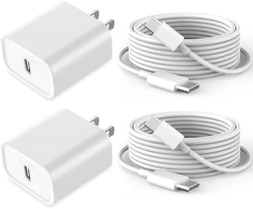 Fast Charging for iPhone 17 16 15 Charger,2Pack 20W USBC Wall Charger Travel Plug Block Phone 16e Charging Cable for iPhone 17 Air/17 Pro/17 Pro Max/16 Pro/16 Pro Max/16 Plus/15/15 Pro/15 Pro Max/iPad