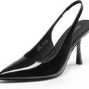 DREAM PAIRS Women's Heels Slingback Stiletto Pumps Shoes Pointed Closed Toe Kitten Heels Dress Bridal Elegant Wedding Sexy Party (8, Black-pat)