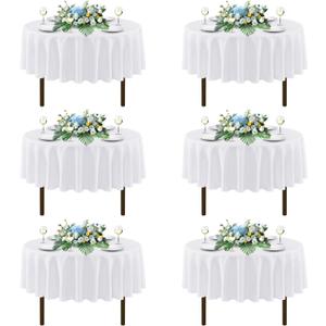 sancua White Round Tablecloths 70 Inch, 6 Pack - Circle Fabric Cloth Table Cloths for Wedding Party Banquet Birthday, Washable Polyester Table Cover (Fit 20-58 Inch Tables)