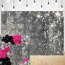 InMemory Silver Sequins Party Backdrop Glitter Stars Cake Table Decorations Banner Birthday Wedding Graduation Prom New Year Events Photography Background 82.6'' x 59''
