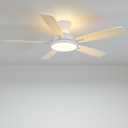 TALOYA 52 inch Ceiling Fans with Lights,Remote Control Multifunctional Quiet Fan with Three Color Temperature and Dimmable Light with Reversible Blades White/Natural