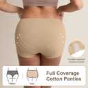 Women's Cotton Boyshorts Underwear 5-Pack Mid Rise Full Coverage Soft No-Roll Briefs (S-XXL)