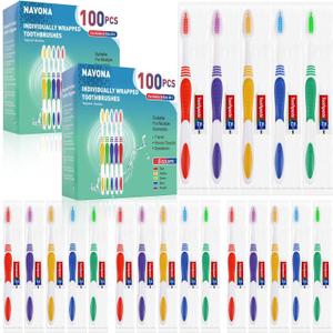 Navona 200 PCS Disposable Toothbrush with Toothpaste Bulk, Travel Toothpaste, Bulk Toothpastes, Individually Wrapped Bulk Toothbrush, Ergonomics Handle,Medium Soft Bristle, Perfect for Travel, Hotel (1 Count (Pack of 200))