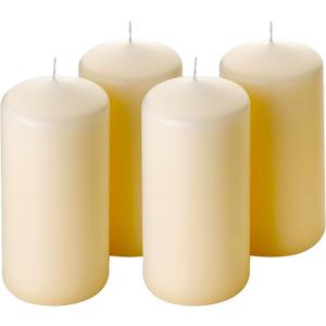 Unscented Pillar Candles - Set of 4 Ivory Candles - 3x6 Slow Burning Candles for Weddings & Table Centerpieces - Large Pillar Candles, PARNOO