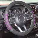 KAFEEK Car Steering Wheel Cover Breathable Leather, Anti-Slip Sporty, 3D Honeycomb Hole, Steering Wheel Accessories Men Women, Universal 15 inch, Black Purple