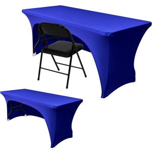 Nasitos 2 Pack Royal Blue Tablecloth 6 Foot-Open Back Fitted Spandex Table Covers 6ft, Washable Fabric Tablecloths, Wrinkle Resistant for Trade Show, Parties, Craft Show, Display, Wedding, Events