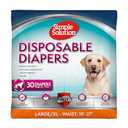 Simple Solution Disposable Dog Diapers, Female Dog Diapers, Puppy Potty Training, Incontinence and Heat Cycle Protection, Large Diapers for Dogs, 18-27 Inch Waist, 30 Count, L-XL