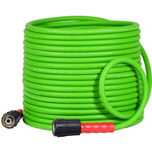 YAMATIC Super Flexible Pressure Washer Hose 50FT 3200 PSI for Power Washer Replacement, Kink Resistant Extension with Leak-Free M22 Thread Connector, 1/4", Green