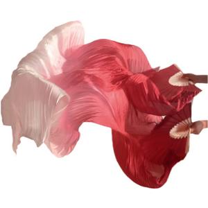 Belly Dance Faux Silk Veil Fans, 1 Pair (Left+Right) Faux Silk Bamboo Long Fans Veils, Handmade Belly Dance Dancing Silk Fans, Dance Performance (35.4*70.8'')