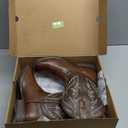 IUV Cowboy Boots For Men Square Toe Western Boot Durable Retro Classic Embroidered Pull On Boot Slip Resistant Country Boots (10, Dark Brown)