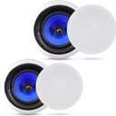 Pyle Home 2-Way In-Wall In-Ceiling Speaker System - Dual 8 Inch 300W Pair of Ceiling Wall Flush Mount Speakers w/ 1" Silk Dome Tweeter, Adjustable Treble Control - For Home Theater Entertainment PIC8E