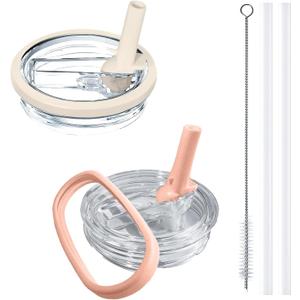 2 Pack Stanley Cup Lid Replacement 40 oz, Only for Stanley Quencher H2.0, Spill-Proof Design, High-End Anti-Fall And Heat-Resistant Material (Beige and Pink Set)