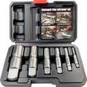 Pipe Extractor Set, 6-Piece Heavy Duty Steel Broken Pipe Extractors for Removing Damaged Threaded Pipes & Fittings from 1/8" to 1", with Durable Storage Case, Ideal Tools for Plumbers Mechanics DIY