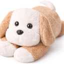 uoozii 20" | 4 Pounds Light Brown Dog Weighted Stuffed Animals with Unscented Microwavable Heating Pad, Cute Coolable Heatable Weighted Plush Warm Gift for Kids & Adults