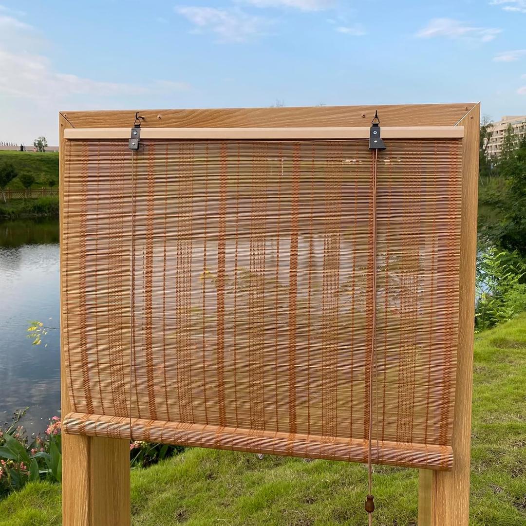 Bamboo Blinds Bamboo Shades Roman Bamboo Curtains Roller Shades for Interior Windows Roll Up Blinds Indoor Outdoor Patio B 32" W x 63" H