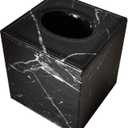 S Forever Cube Tissue Box Holders PU Leather Square Roll Tissue Box Cover (Black Marble Grain,5.32" L x 5.32" W x 5.51" H)