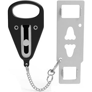 Portable Door Lock Dark Blue, Safety Additional Door Lock Securing Doors from Inside, Simple Effective Reliable for Hotel Doors and Apartment Doors, Suitable for Family Trip or Traveling (1 Pack, Black, 1 Pack)