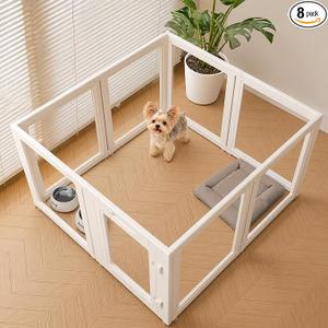 EVERFRONT Clear Acrylic Dog Playpen Indoor Puppy Playpen, 24" H, 8 Panels
Safer by Design:No Screws, No Bars, Open View, Double-Lock, Tool-Free Setup, DIY Shapes, Puppy/Small Dog/Rabbit/Small Animals