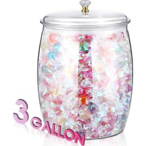 Nuogo 3 Gallon/384 oz Large Candy & Cookie Jar with Lid Plastic Apothecary Jars Large Food Storage Container Unbreakable Kitchen Storage for Cookie, Candy, Snack and Dried Foods DIY Gift