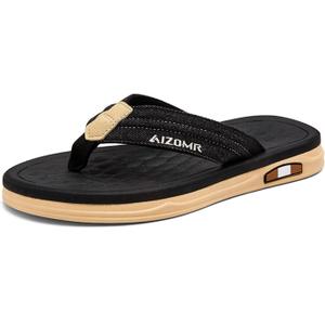 Mens Beach Flip Flops Orthotic Summer Thong Sandals Comfort Rubber Soles with Soft Cushion 11.5