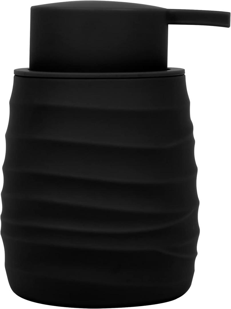 Hand Soap Dispenser Plastic Pump Rust Resistant Leak-Proof Non-Slip Refillable Liquid Hand Sanitizer Dispenser for Bathroom, Kitchen 7.7oz - Black (Black 1)