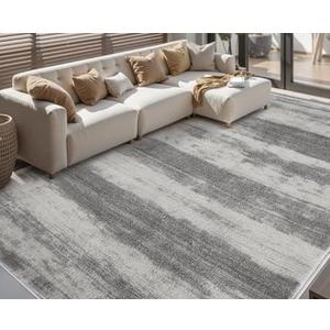 RugOrama Simple Modern Vintage, Area Rug Machine Washable,Soft Floor Carpet Non Slip Non for Living Room Bedroom Home Decor Aesthetic (gray/8x10)