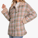 Dokotoo Winter Coats for Women Button Down Plaid Flannel Shirts Warm Sherpa Fleece Jacket S Size