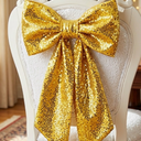 Gankar Satin Chair Sashes Bows 7x108 Inch Party Dinning Room Chairs Accessories Knots Ties for Wedding Birthday Banquet Baby Shower Hotel Christmas Celebration Decoration（2 Pack, Gold）