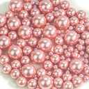 150Pcs Rose Gold Polished No Hole Faux Pearl Beads for Vase Filling Decorations, Plastic Pearls Vase Fillers, Table Scatters, Wedding Centerpiece, Home Decor, 8/14/20 mm