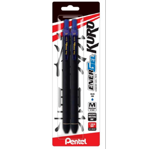 Pentel EnerGel Kuro Liquid Gel Pen Blue Ink .7mm 2Pk