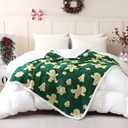 SOCHOW Christmas Gingerbread Holiday Jacquard Sherpa Fleece Throw Blanket, Fuzzy Warm Super Soft Reversible Plush Blanket for Bed, Sofa and Couch, 50 x 60 inches, Green