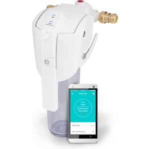 GE Whole House Water Filtration System (GXWH70M), Smart Connected with Leak Detection & Remote Water Shutoff, Reduces Sediment, Rust & More, Install Kit Included, Filter Not Included