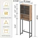 Launica Over the Toilet Storage Cabinet, Over Toilet Bathroom Organizer with Mesh Doors and Shelves, Freestanding Bathroom Storage Cabinet Above Toilet, Wood and Metal, Rustic Oak