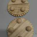 HouseJoy 2Pcs Wood Risers for Display Decorative,Round Beaded Riser Distressed for Decor ,Wooden Farmhouse Coasters Mini Cake Stand Plant Stand,Rustic Pedestal Stand Decor Display Risers for Tiered