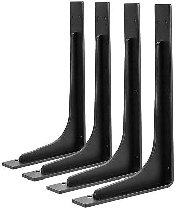 12"x 7"Shelf Bracket ,L Shelf Brackets,max Load 300lbs, Vertical Angle, Premium Alloy Metal Heavy Duty Shelf Bracket, high Strength Mounting Hardware , countertop Support, Pack of 6. (12INCH x 8INCH)