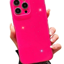 Case for iPhone 14 Pro Max,Super Cute Vibrant Neon Glitter Shiny Bling Sparkly Glossy Girly Case,Shockproof Slim Camera Protection Case for iPhone 14 Pro Max Phone Case 6.7 Inch,Hot Pink