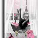 African American Wall Art Black Girl In Bathtub Canvas Wall Decor Poster Prints Modern African Women Pink Bathroom Fashion Pictures Framed Artwork For Bathroom Living Room 12"X16"