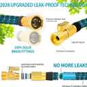 100 ft Expandable Garden Hose - Durable 3750D Fabric, 4-Layer Latex Core, Solid Brass Connectors Expanding Water hoses - 10 Spray Nozzles & Convenient Storage Bag Included